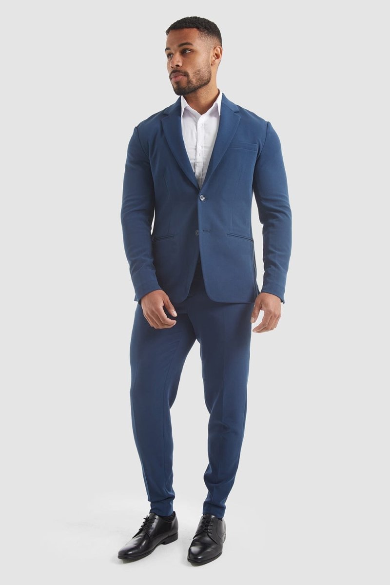 True Athletic Fit Tech Suit Pants for Men - Moisture Wicking, Stretch Comfort - Navy Blue Performance Trousers for Gym, Running & Workout