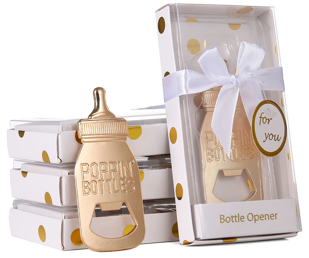 18-Piece Baby Shower Bottle Opener Set - Elegant Wedding & Baby Party Favors with Gift Box - Perfect for Bridal Showers, Newborn Celebrations & Party Decorations (White)