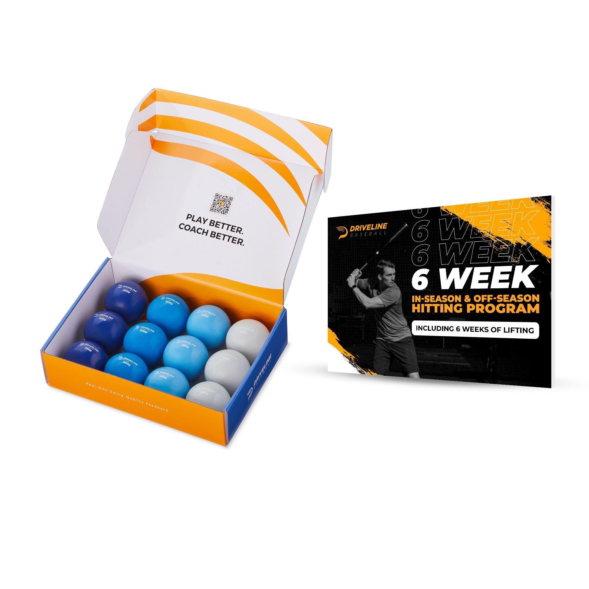 Driveline Baseball PlyoCare® Weighted Training Balls - Set of 12 Heavy Hitting Practice Balls with Free 6-Week Workout Program | Improve Swing Power & Bat Speed for Baseball & Softball Players | Perfect for Batting Cage, Field Practice & Home Training