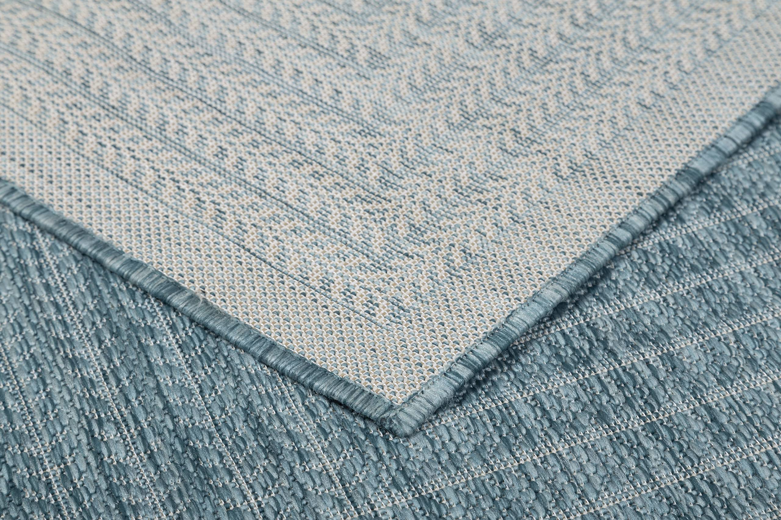 Adiva Rugs 5' x 7' Indoor Outdoor Area Rug - Waterproof, Stain & Weather Resistant, Easy Clean Floor Mat for Dining Room, Backyard, Deck, Patio - Perfect for Outdoor Entertaining & High Traffic Areas (Aqua Weiss)