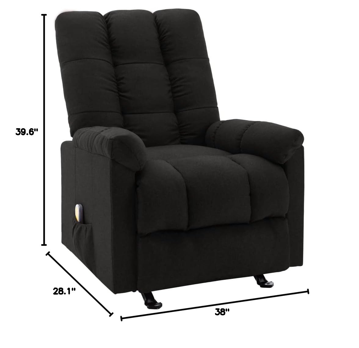 CHARMMA Heated Massage Recliner Chair with Vibration & Rocking Function - Ergonomic Lounge Chair for Living Room with Side Pockets, 28.1 x 38 x 39.6 Inches, Black - Perfect for Relaxation, Home Theater & Pain Relief
