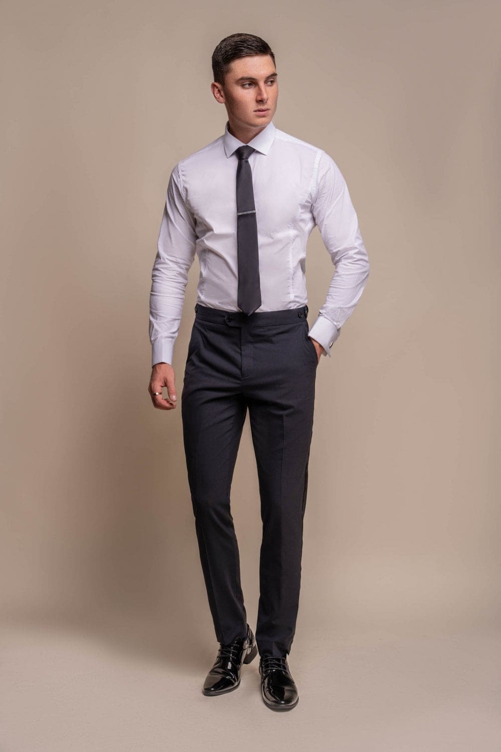Cavani Aspen Men's Navy Dress Pants - Slim Fit Business Casual Trousers for Office & Formal Events