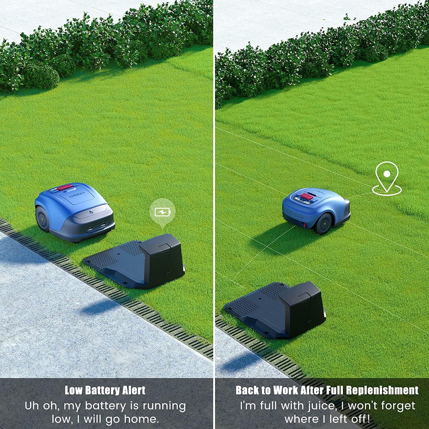 H18E Robotic Lawn Mower - Automatic Battery-Powered 2.17 Inch Cutting Height for Lawns up to 16,100 Sq.Ft - UK Standard (Blue) | Perfect for Small to Medium Yards, Backyard Maintenance & Smart Home Landscaping