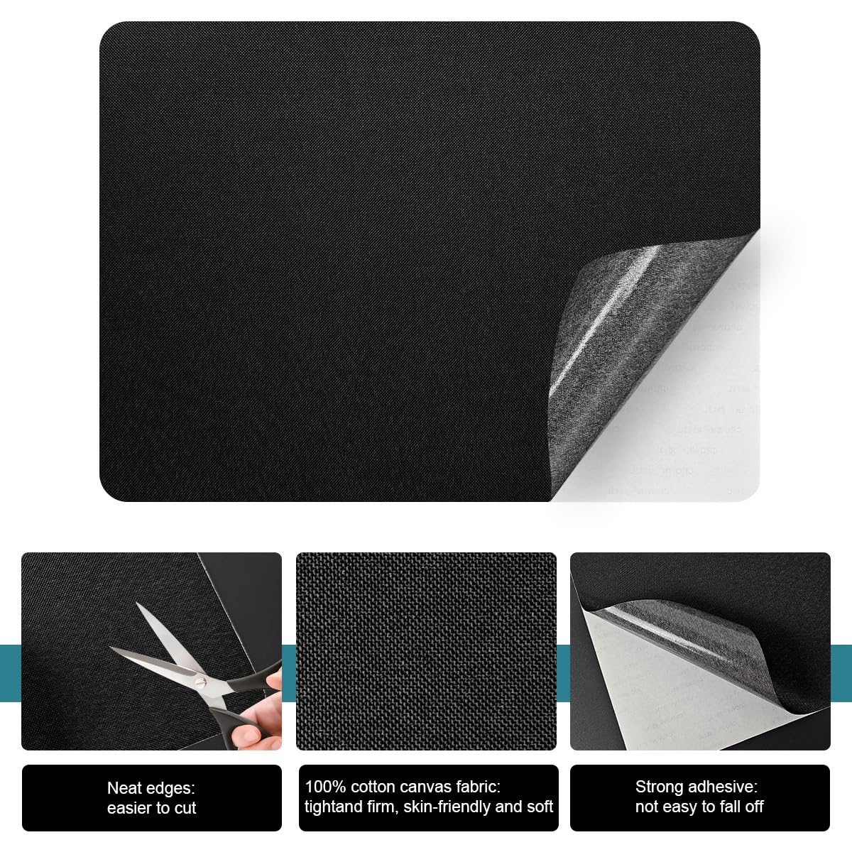 J.CARP 2-Pack Self-Adhesive Linen Repair Patches - 8x11 Inch Heavy Duty Fabric Patches for Sofa, Chair & Clothing Repair - Black Linen Mending Patches (Ideal for Home Furniture Restoration & DIY Fabric Fixes)
