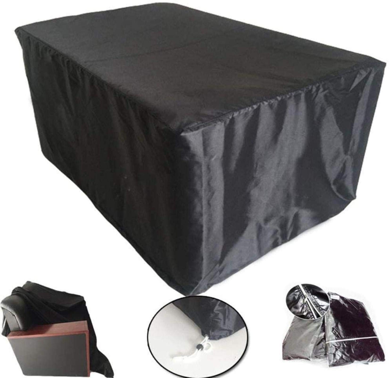**350x260x90cm Waterproof Garden Furniture Covers - Heavy Duty 210D PVC Patio Table & Dining Set Protector - Dustproof Outdoor Cube Cover - Multiple Sizes (Black) - Perfect for Backyard, Deck & Poolside Use**
