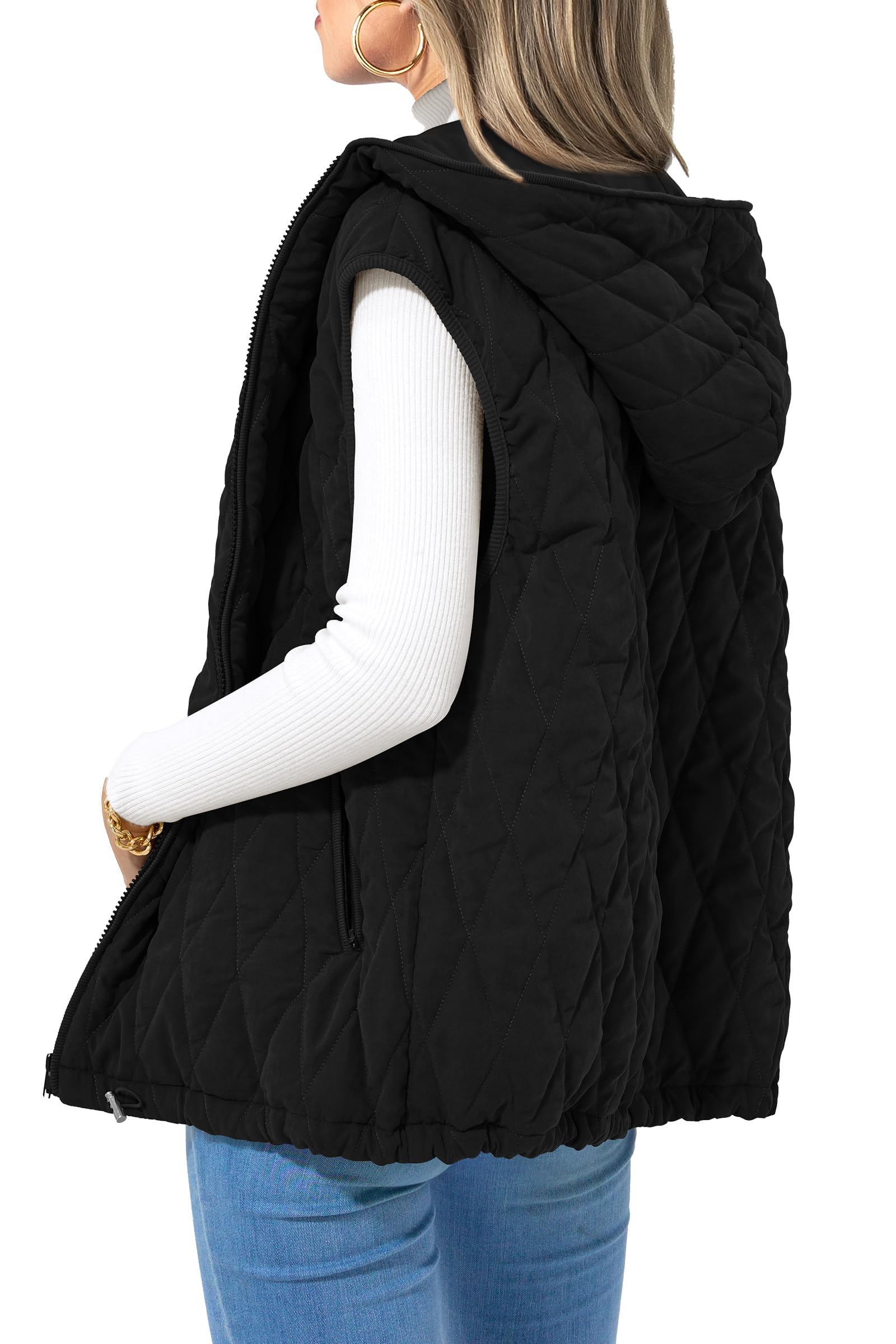 PRETTYGARDEN Women's Sleeveless Hooded Zip-Up Vest Jacket - Lightweight Fall Spring Outerwear for Casual Wear, Layering & Outdoor Activities