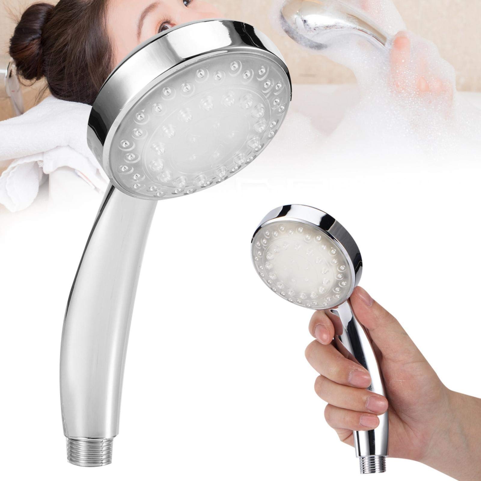 7 Color Changing LED Shower Head with High Pressure & Water Saving - Universal Handheld Shower for Relaxing Bath & Spa Experience at Home