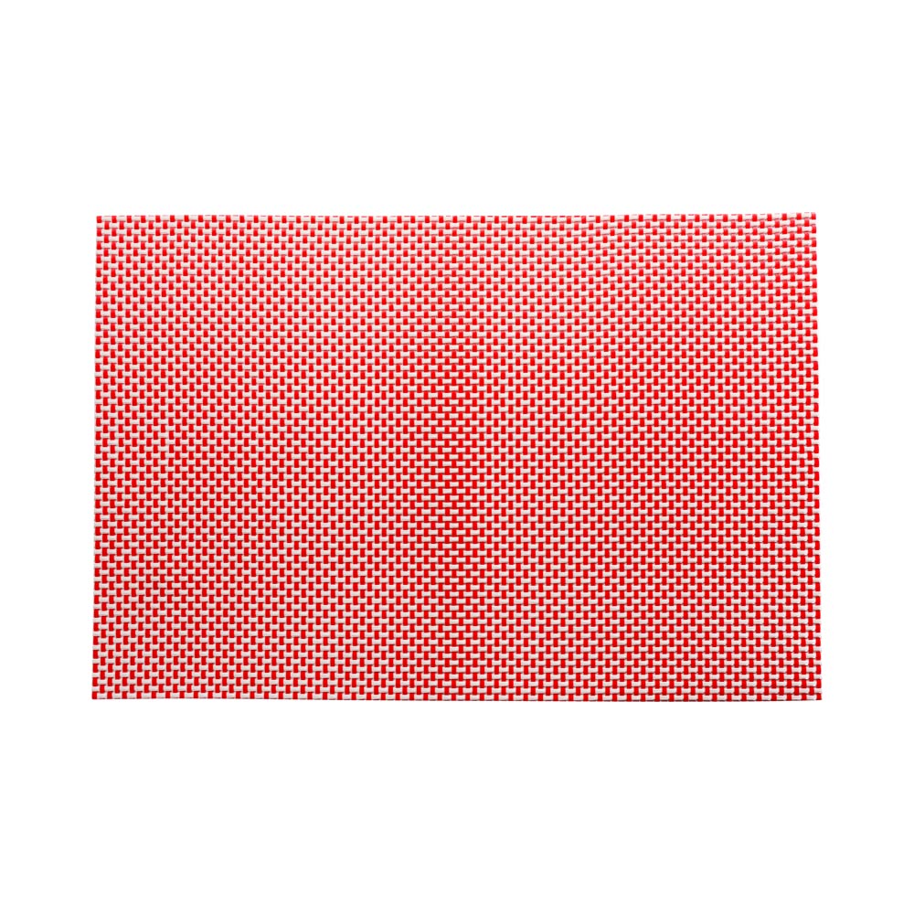 Amalfi Basketweave Imperial Red Vinyl Woven Placemat Set - 16 x 12 Inches - Pack of 6 - Durable & Stylish Table Mats for Dining, Parties, and Home Decor