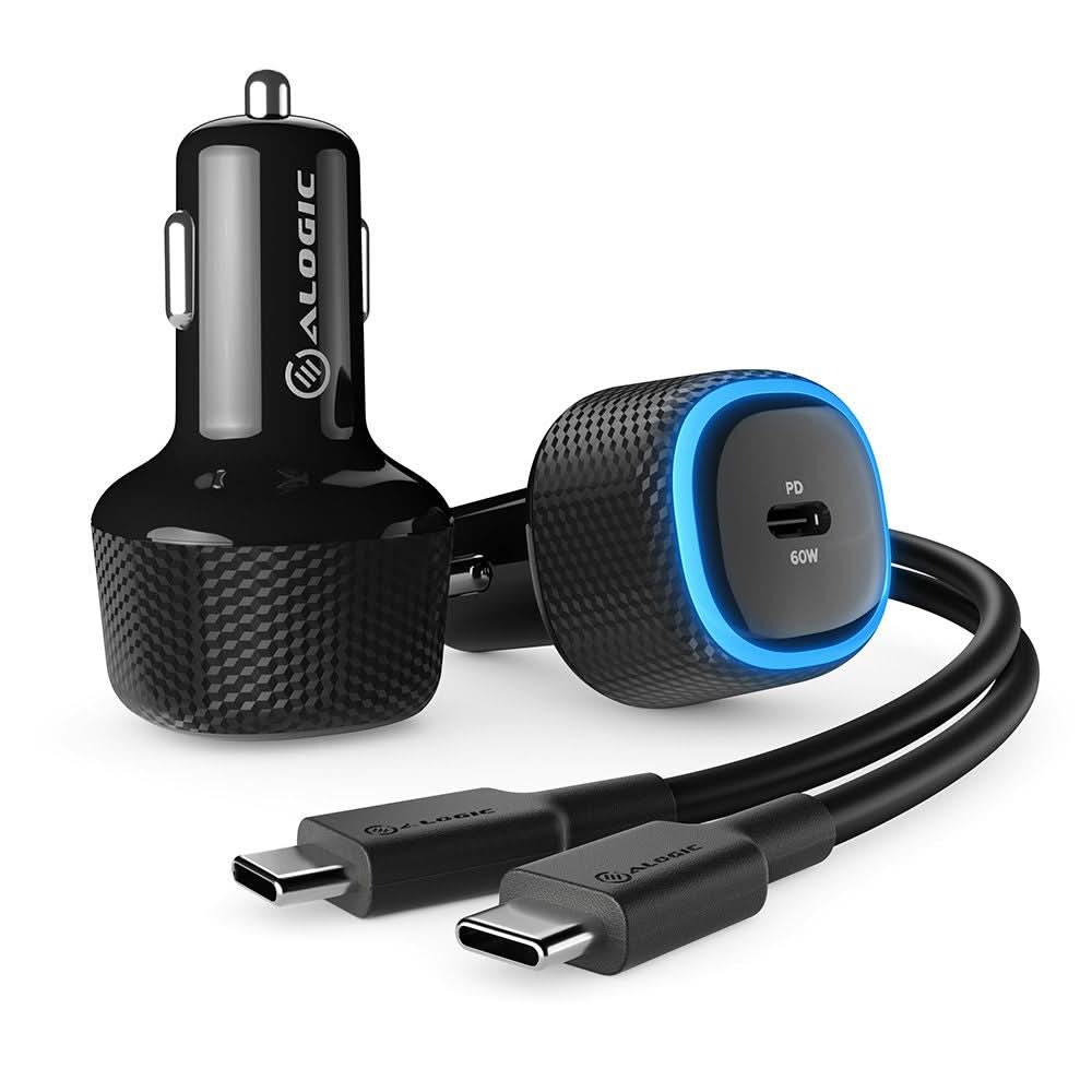 ALOGIC CRC60 Fast Car Charger for iPhone & Android - Black - Auto & Travel Use for Phones, Tablets & More