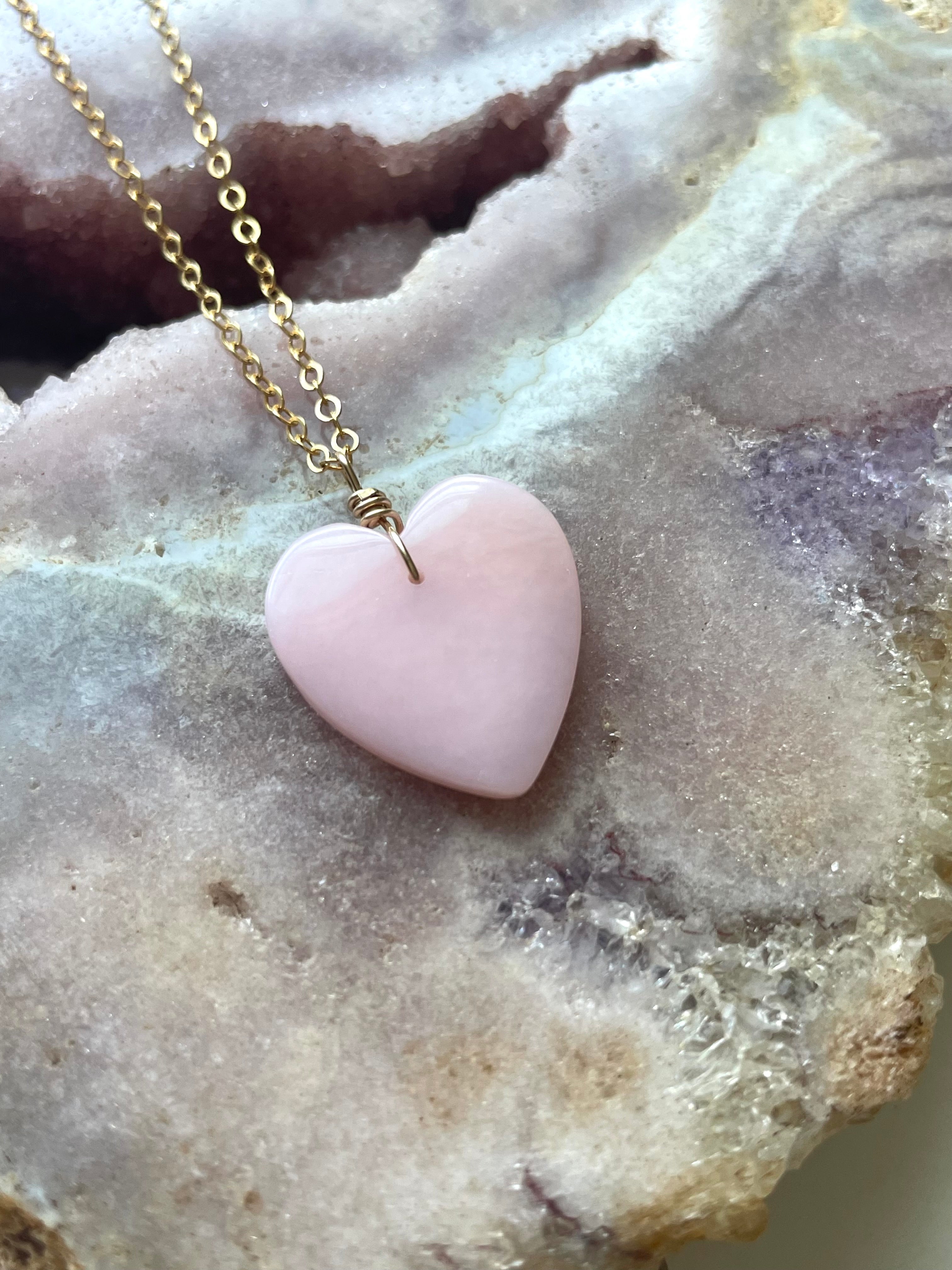 Pink Opal Heart Pendant Necklace for Women - Dainty Rose Gold Jewelry Gift for Valentine's Day, Anniversary & Birthday - Perfect for Romantic Dates, Weddings & Special Occasions