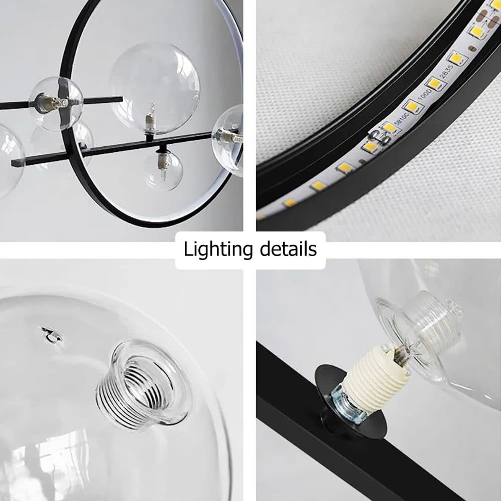 Modern 10-Light Kitchen Island Pendant Lighting with Glass Globe Shade - Linear Sputnik Chandelier for Dining Room, Living Room & Home Decor - Perfect for Farmhouse, Contemporary & Industrial Style Kitchens