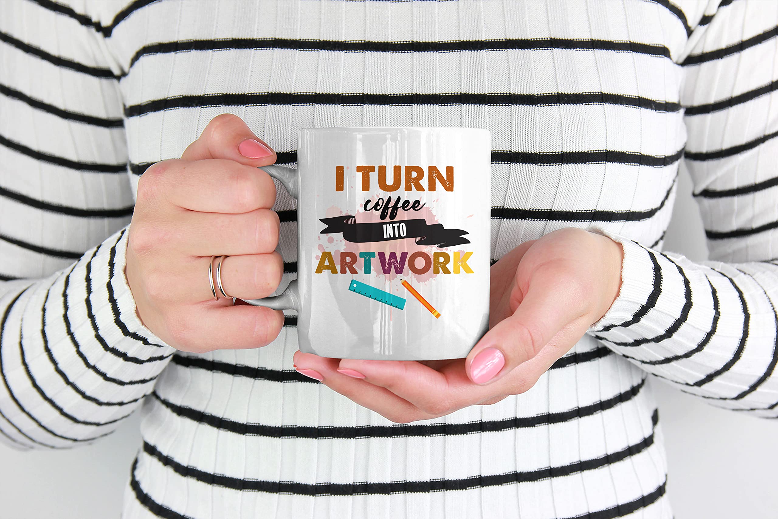White Ceramic Coffee & Tea Mug - 11oz Artist Gift, Perfect for Painting, Drawing & Creative Inspiration | Ideal for Home, Office & Studio Use