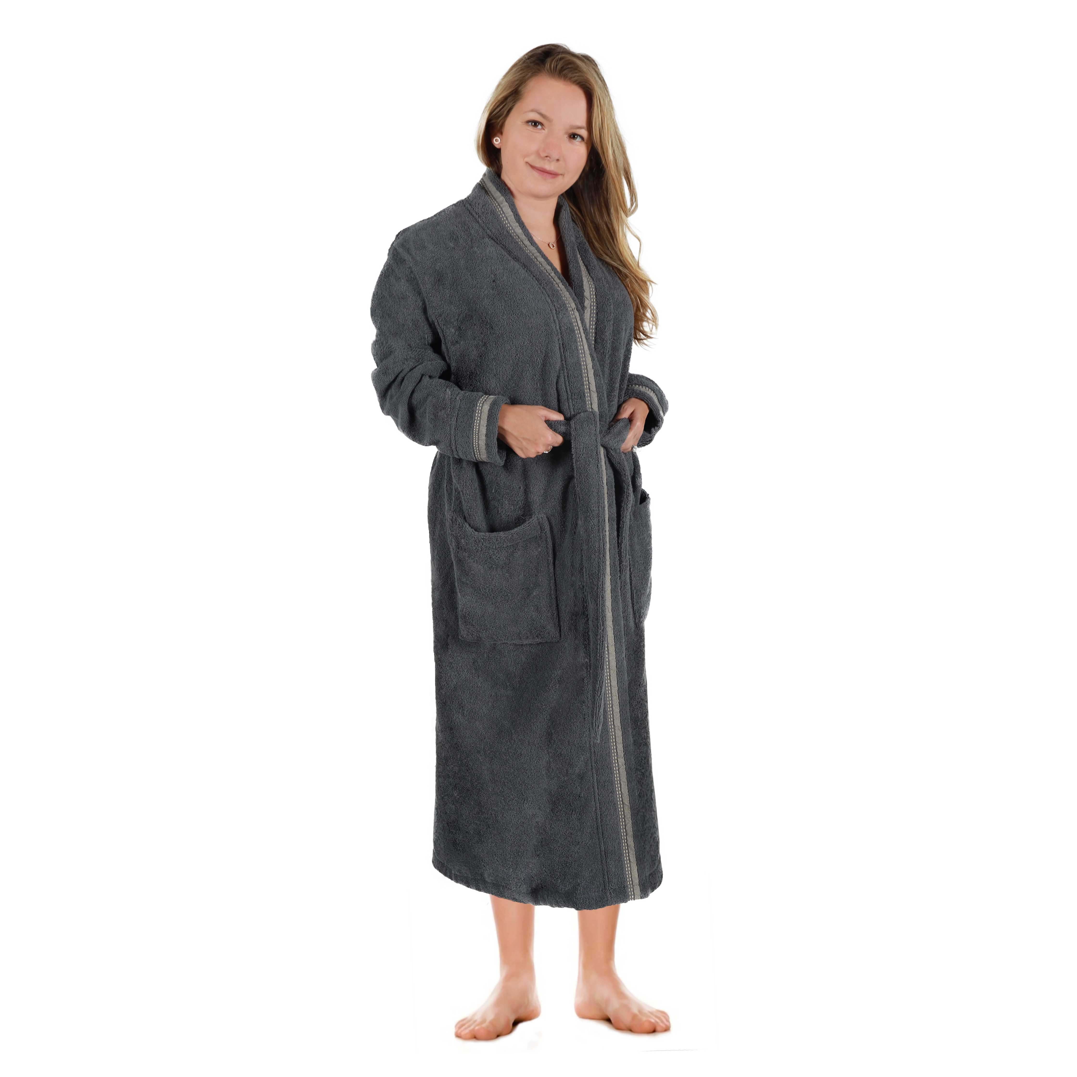 Unisex Cotton Terry Kimono Bathrobe with Embroidery - Soft & Absorbent for Spa, Beach & Home Relaxation