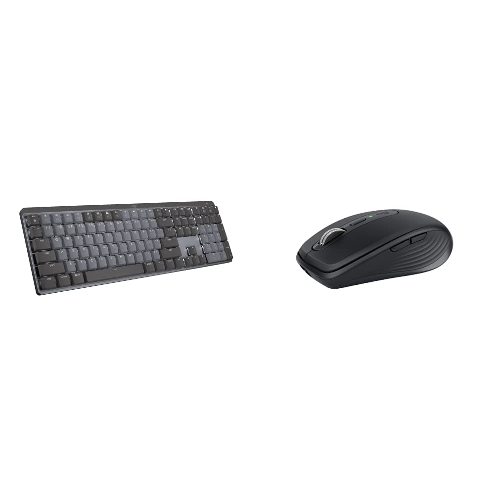 Logitech MX Mechanical Wireless Illuminated Keyboard & MX Anywhere 3 Mouse Combo - Graphite | Ergonomic Wireless Keyboard & Compact Mouse for Office, Gaming & Productivity | Fast Scrolling & All-Surface Tracking