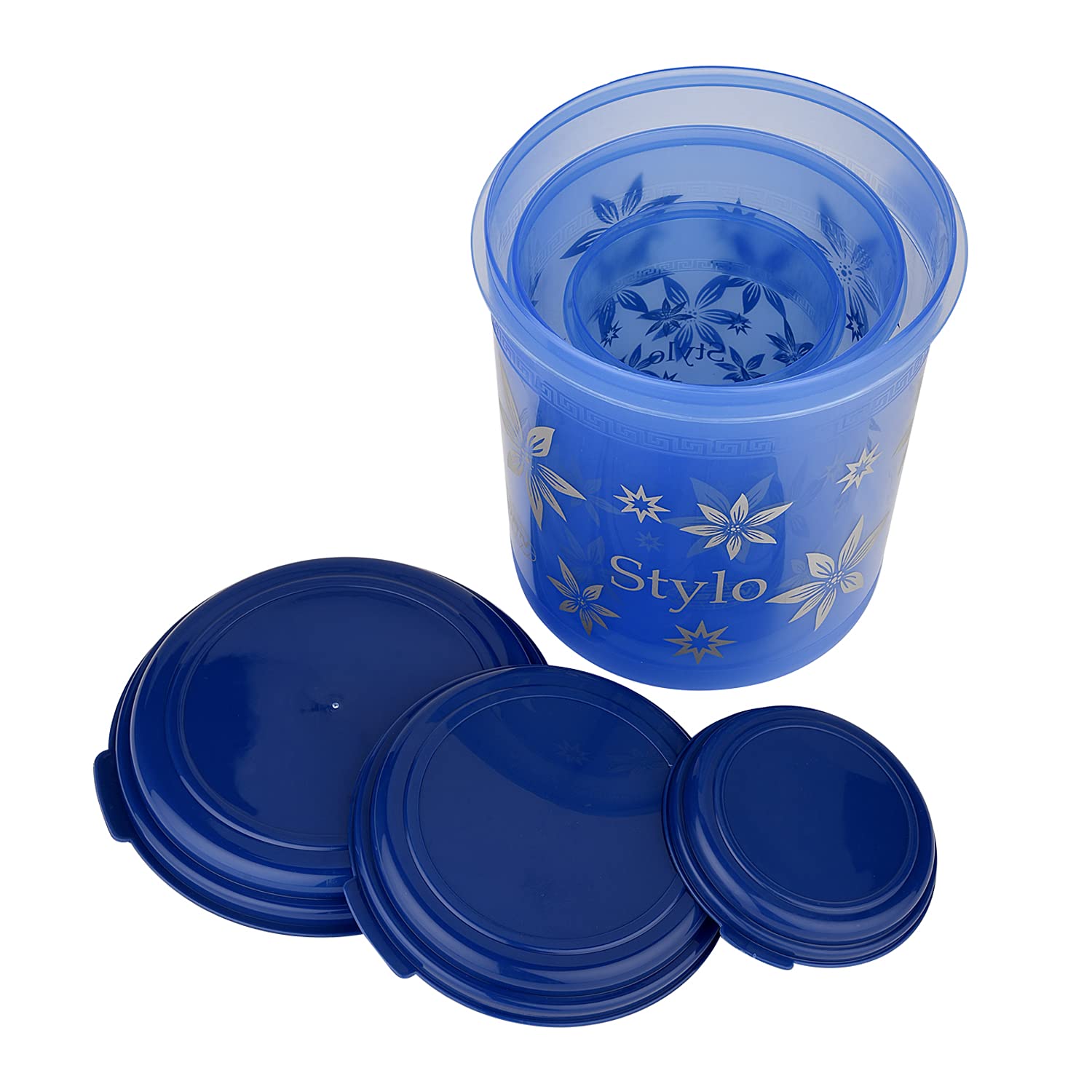 BPA-Free Airtight Plastic Food Storage Containers Set of 3 (1L + 2.5L + 4.1L) - Freezer Safe Kitchen Organizers for Rice, Flour, Snacks, Cookies & Dry Goods - Perfect for Pantry, Grocery Storage & Meal Prep