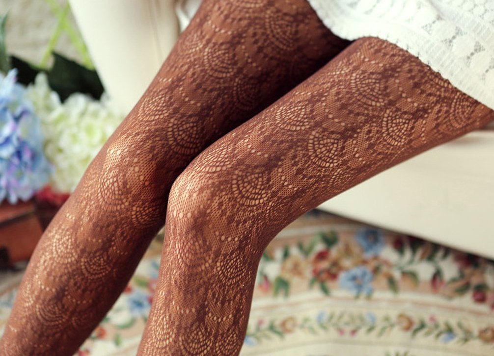 Sexy Lace Fishnet Stockings for Women - Coffee Pantyhose & Lingerie Tights - Perfect for Date Night, Cosplay & Boudoir Photography
