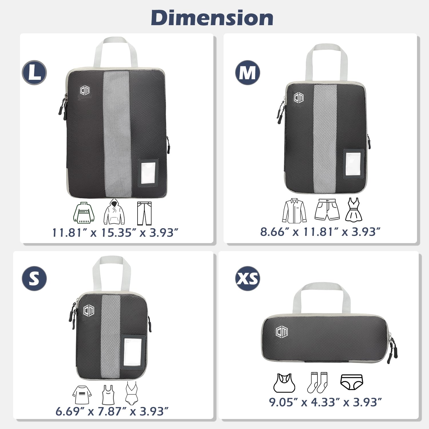 4/6 Set Expandable Compression Packing Cubes with Label - Travel Organizer Bags for Carry-On Luggage & Suitcase - Perfect for Business Trips, Vacations & Weekend Getaways