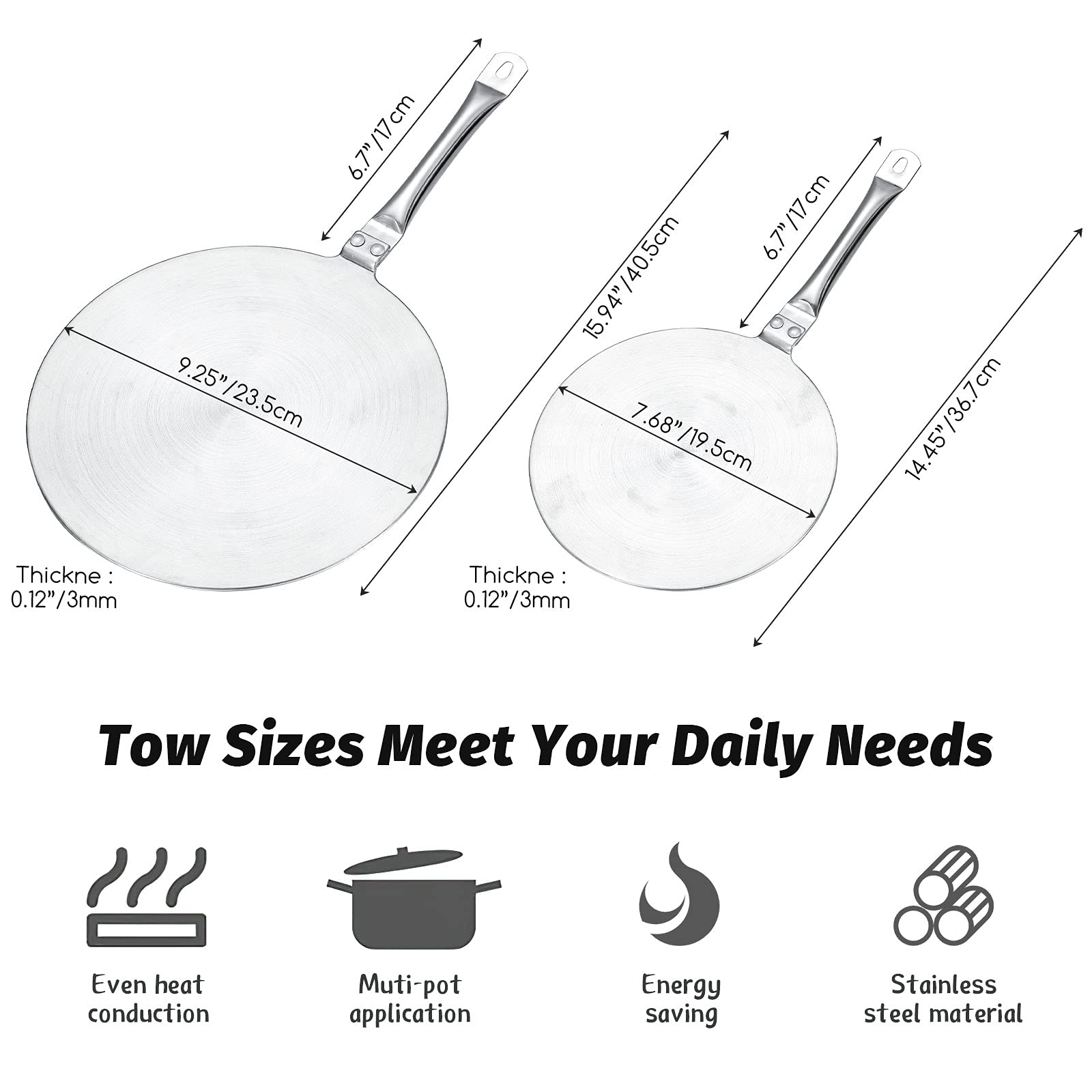 Geiserailie 2-Pack Stainless Steel Heat Diffuser Plates (9.3