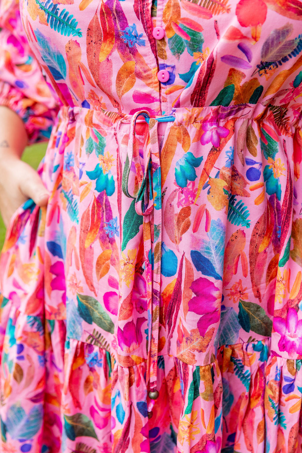 Kasey Rainbow Backyard Treasures Ziggy Dress - Floral Print Bohemian Maxi Dress for Women | Perfect for Beach Vacations, Summer Parties & Boho Fashion
