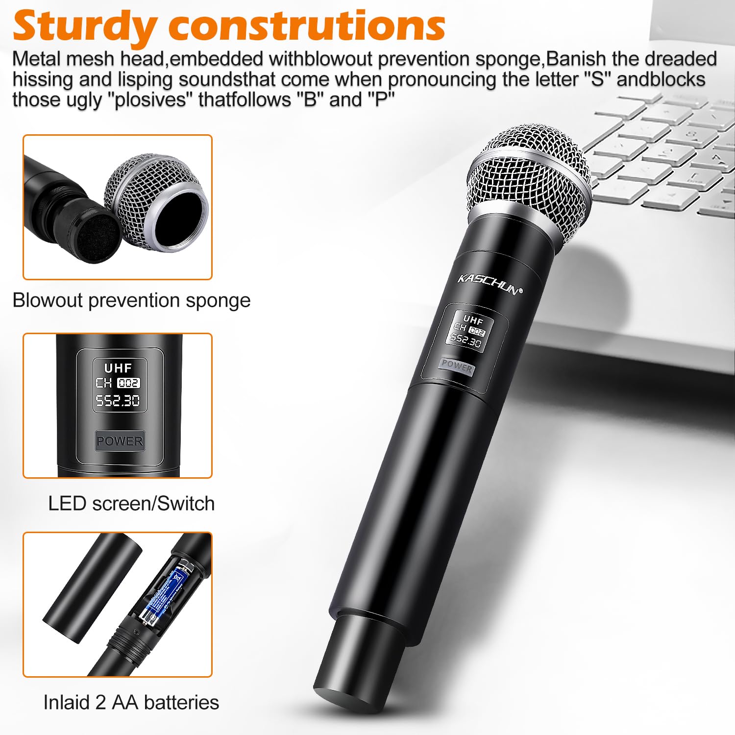 Professional Wireless Microphone System - Dynamic Cordless Mic with 100ft Range for DJ, Church, Karaoke, Home & KTV | Ideal for Live Performances, Worship Services & Home Entertainment (KA-328)
