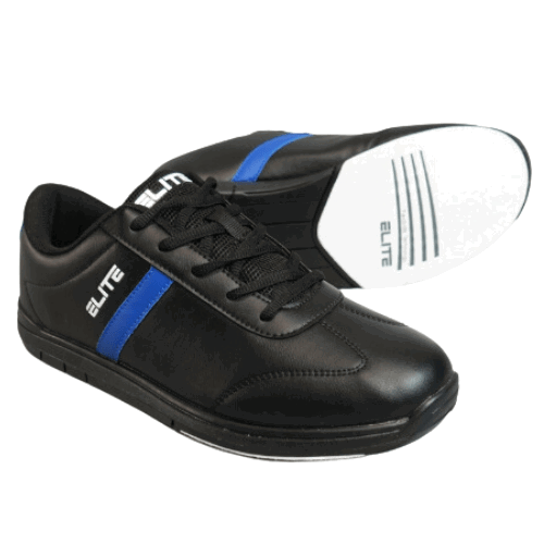 ELITE Men's Black & Royal Athletic Bowling Shoes - Universal Sliding Soles for Right/Left Handed Bowlers - Comfortable Lace-Up Design for League Play & Tournament Use