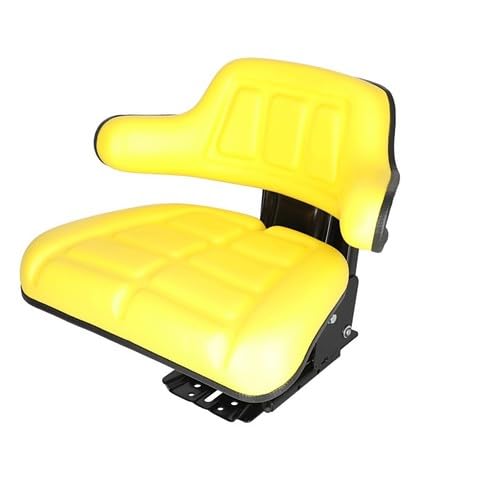 Grammer Style Flip-Up Vinyl Seat - Yellow - Compatible with FIAT 70-66, 70-88, 72-93, 80-66, 80-88, 82-93, 88-93, Ford 5161727, Massey Ferguson 1672345M91, 3901773M91 - Perfect for Tractors, Agricultural Equipment & Heavy Machinery Replacement Parts