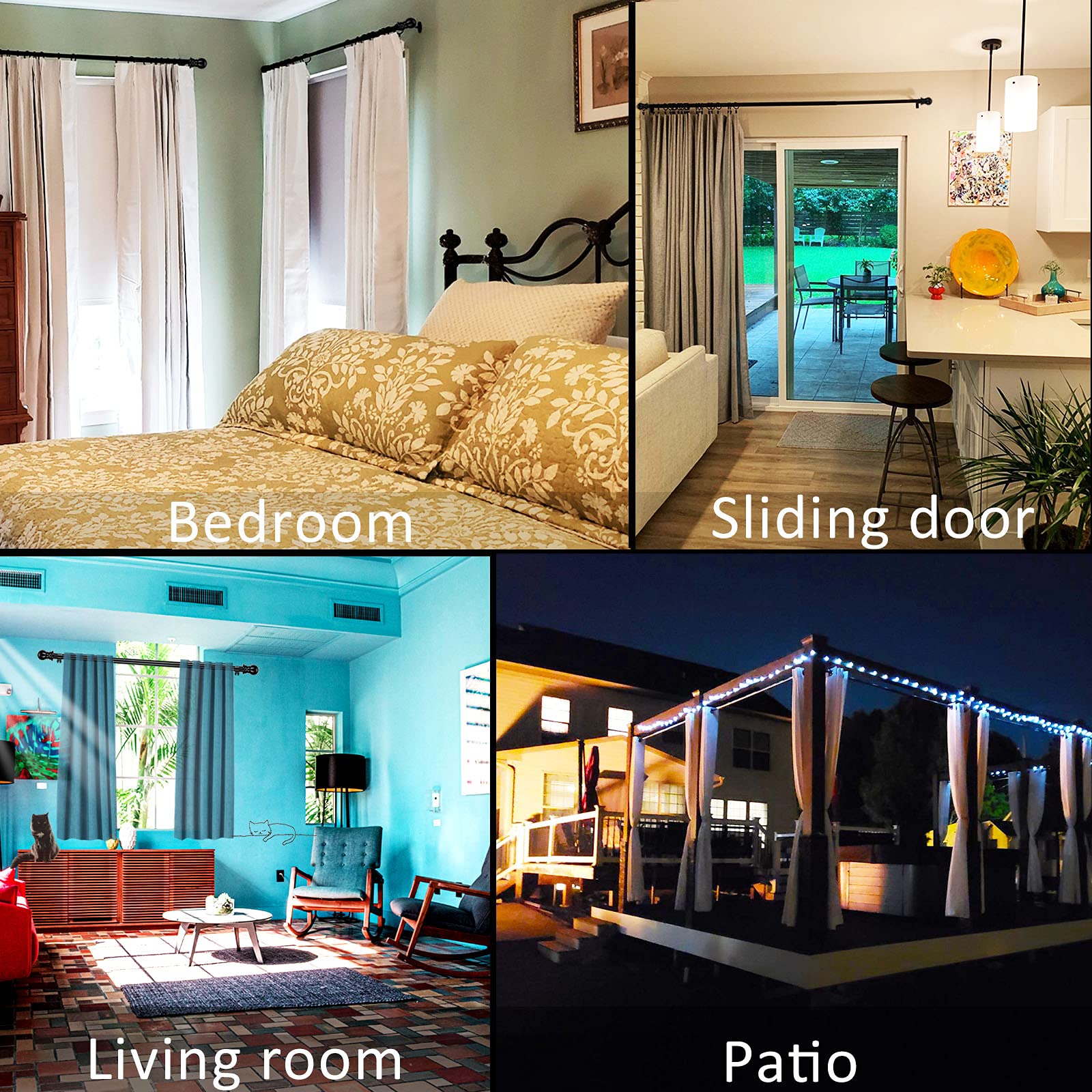 1 Inch Black Long Curtain Rods for Windows 26-144 Inches - Heavy Duty Small Decorative Window Curtain Rod Set with Brackets & Hardware for Drapes, Bedroom, Sliding Glass Door - Perfect for Living Room, Nursery & Home Decor