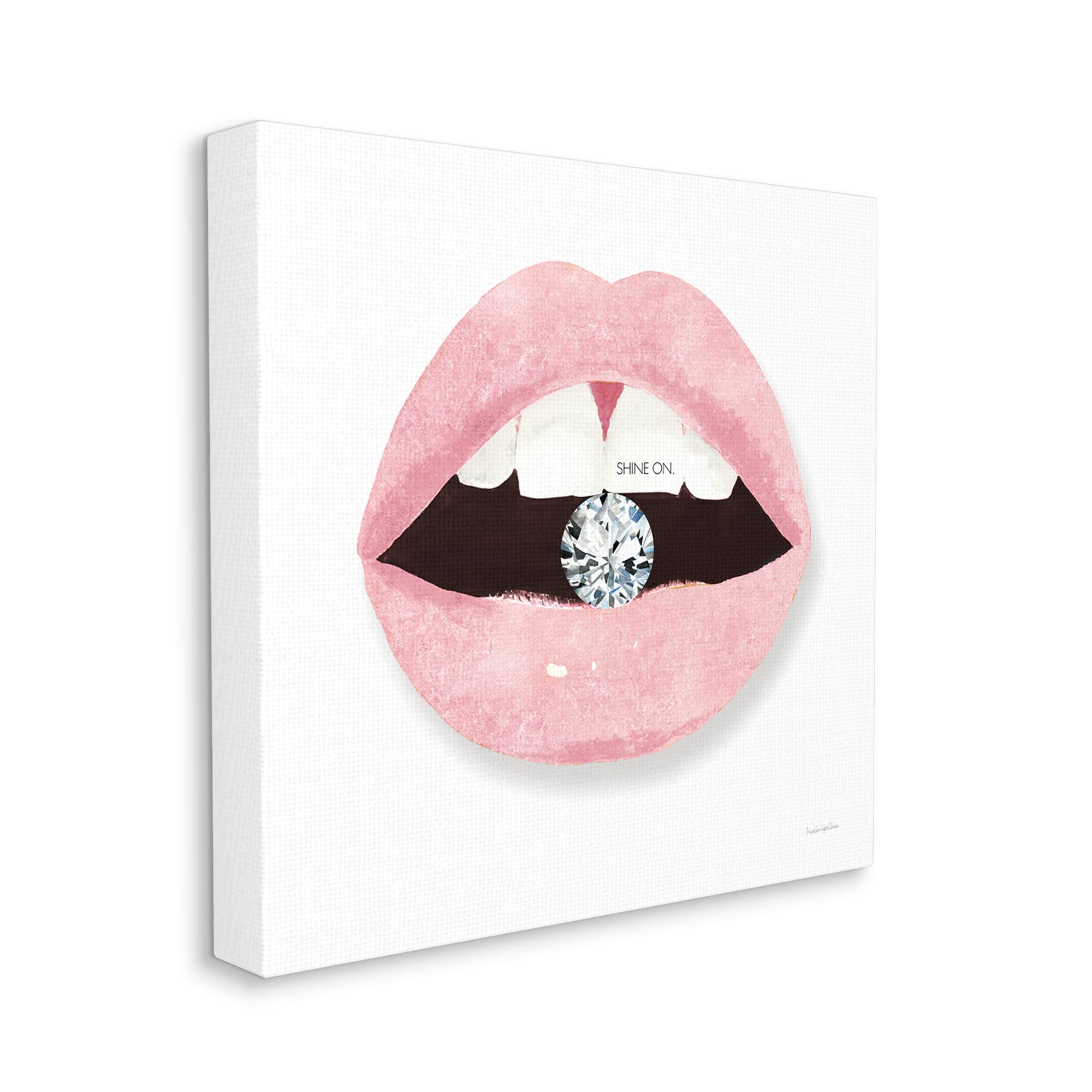 Stupell Industries Shine On Glam Lips Biting Shimmering Diamond Wall Art - 17x17
