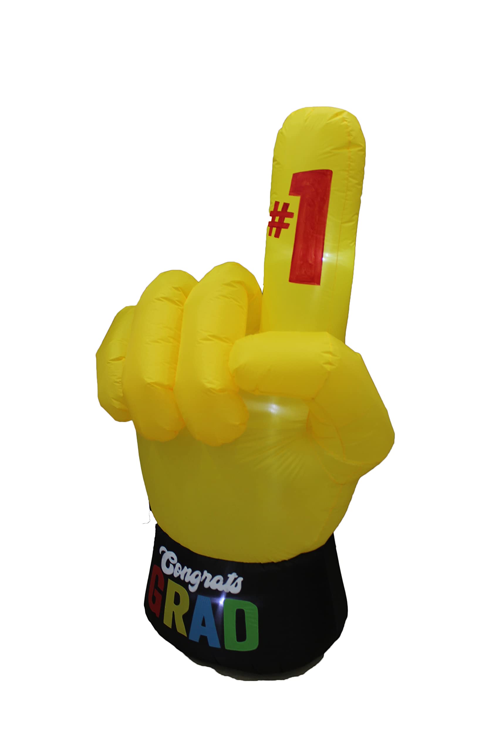 #1 Graduation Hand & Happy Birthday Cake Inflatable Decorations Set - 6ft Tall Yellow Finger Shape Congrats Sign & Giant Birthday Cake with Candles - Perfect for Graduation Parties, Birthday Celebrations, and Outdoor Events
