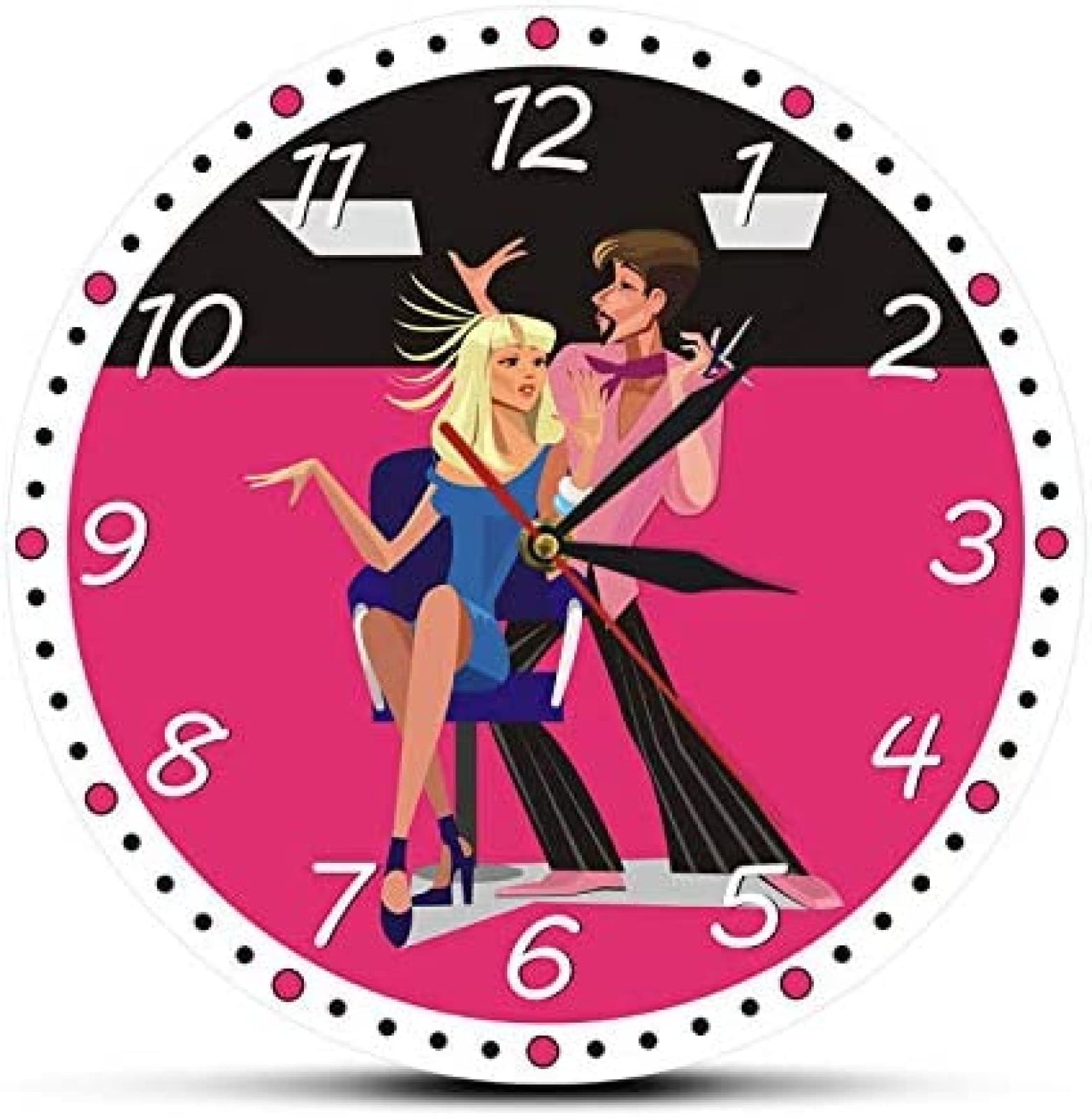 Custom Personalized Silent Wall Clock for Hairdressing & Beauty Salon - Barber Shop Wall Sign with Printed Name - Perfect Hairstylist Gift for Home & Salon Decor