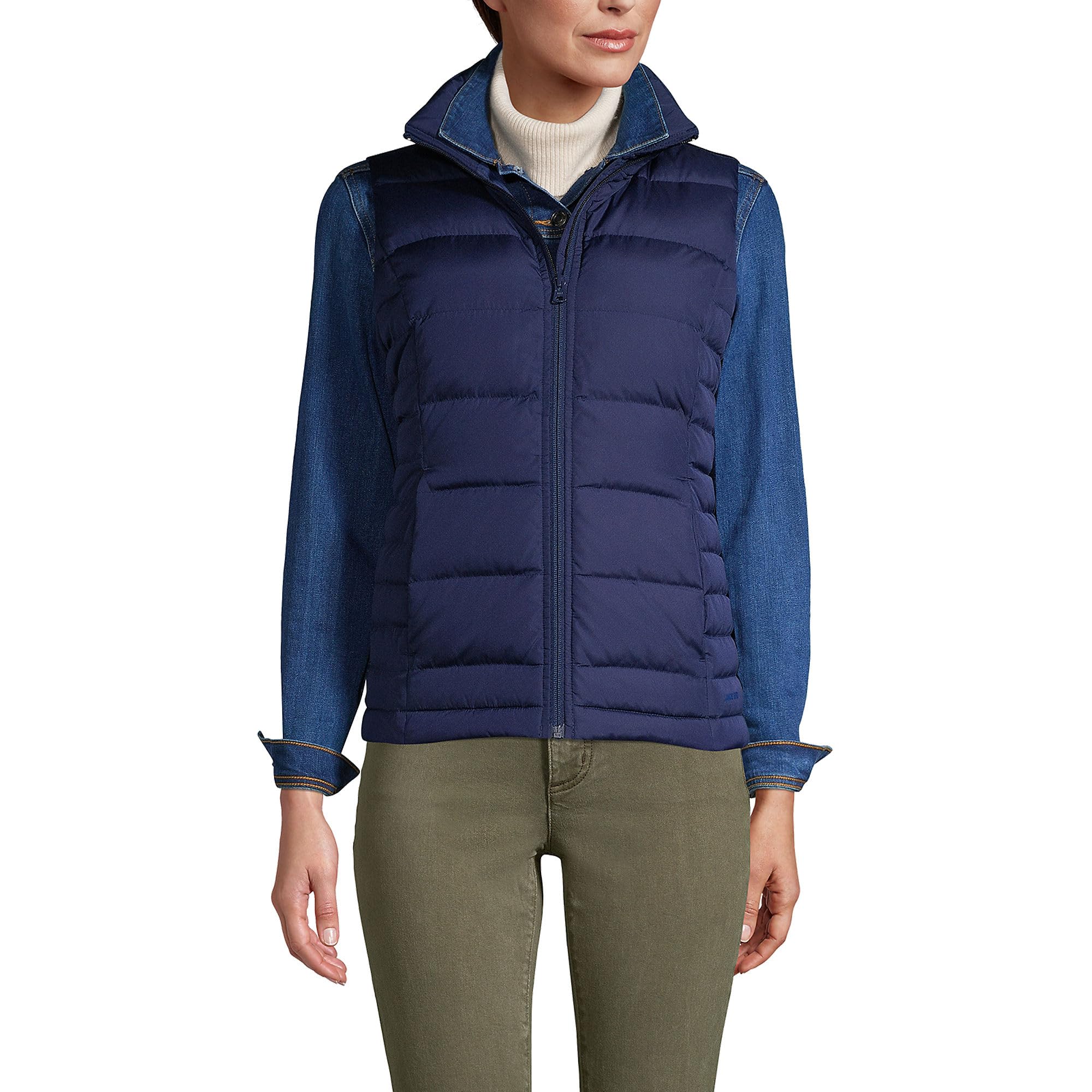 Lands' End Men's Down Puffer Vest - Lightweight Warm Winter Jacket for Outdoor Activities, Hiking & Casual Wear