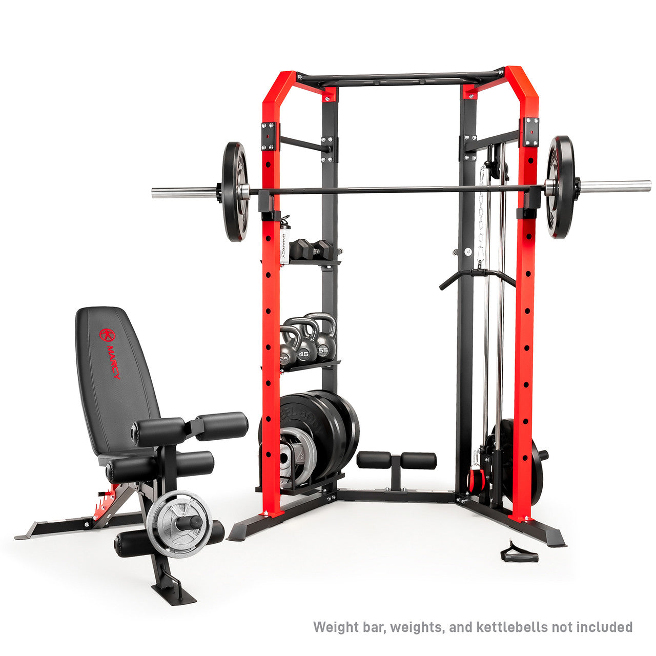 Marcy Power Cage System with Adjustable Weight Bench SM-7393 - Home Gym Equipment for Strength Training & Bodybuilding | Perfect for Home Workouts & Fitness Enthusiasts
