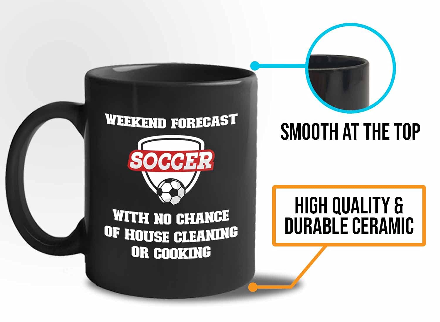 Bubble Hugs 11oz Black Sports Coffee Mug - Soccer Themed Gift for Athletes, Coaches & Referees - Perfect for Game Day, Office & Sports Enthusiasts