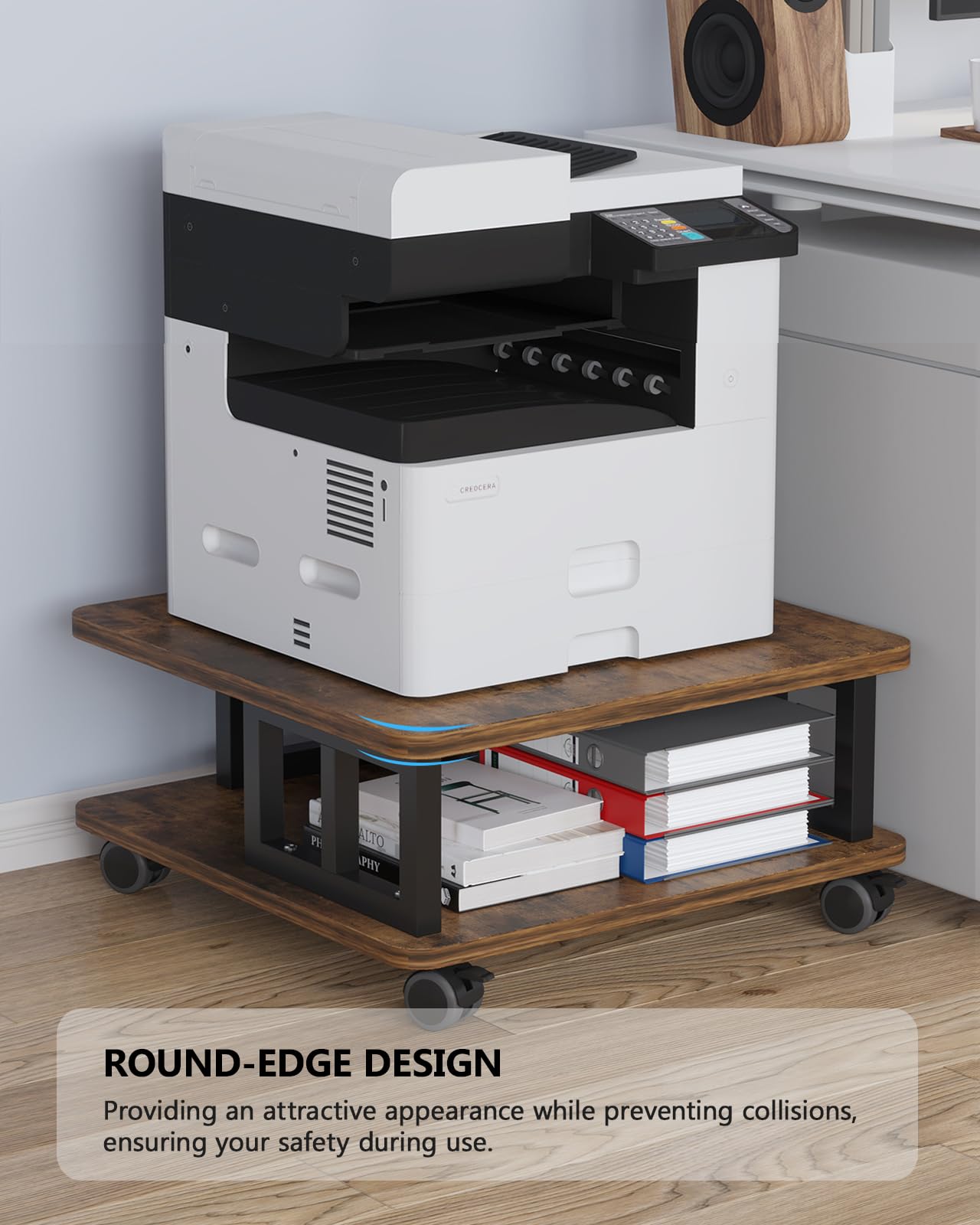 2-Tier Mobile Printer Stand with Wheels - 23.6