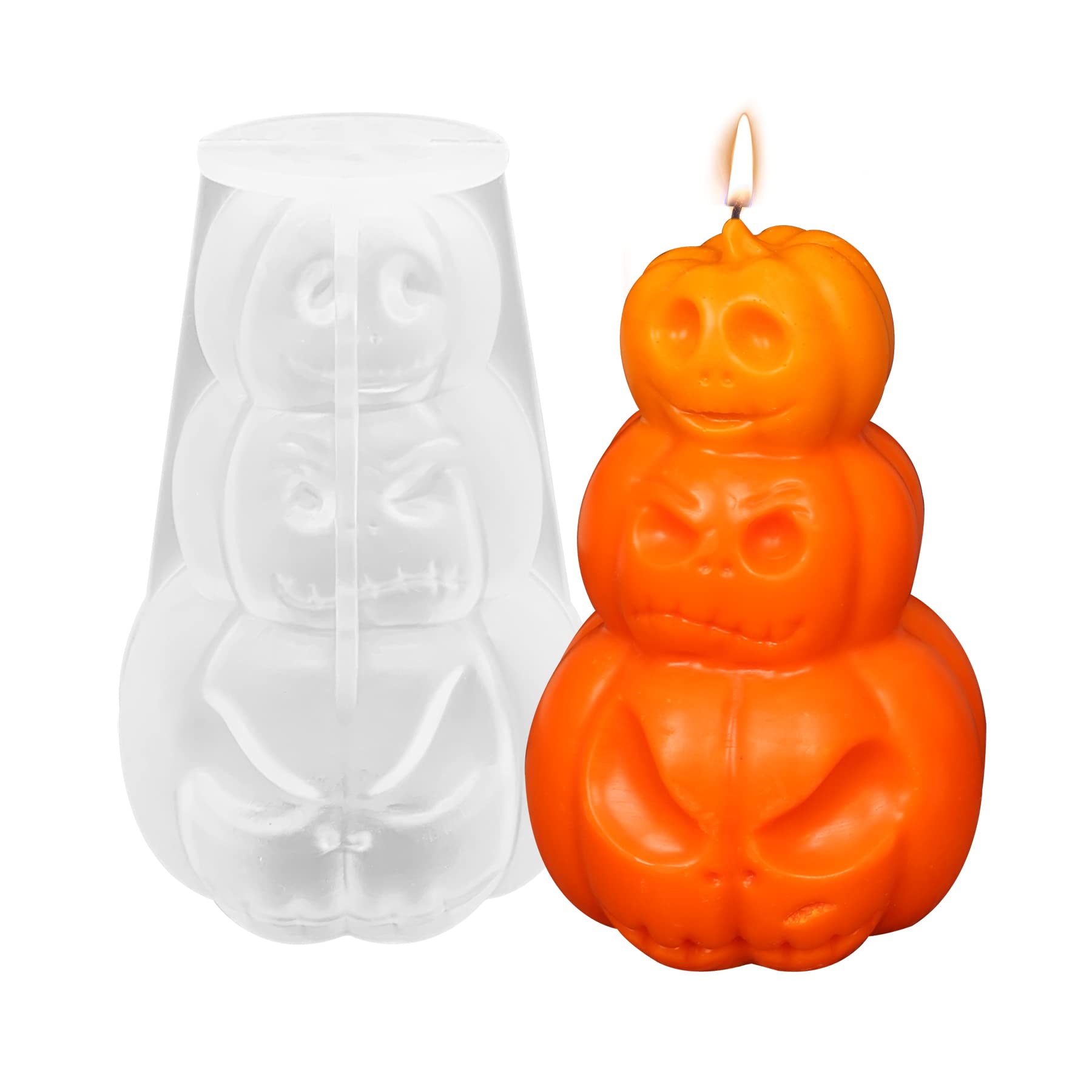 3D Pumpkin Candle Mold - Halloween Silicone Mold for DIY Aromatherapy Candles, Wax Crafts, Resin Casting & Polymer Clay Decorations - Perfect for Fall Decor, Thanksgiving Centerpieces & Spooky Halloween Party Favors