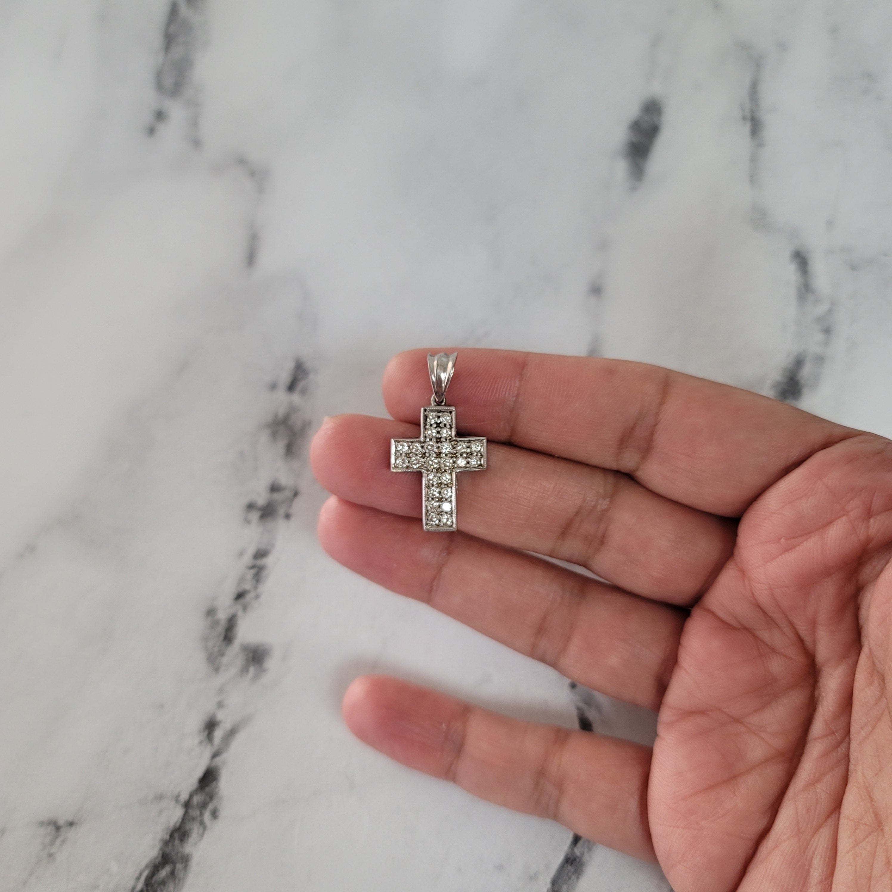 0.50 Carat Diamond Cross Pendant Necklace in 14K White Gold - Elegant Religious Jewelry Gift for Women, Perfect for Church, Weddings & Special Occasions