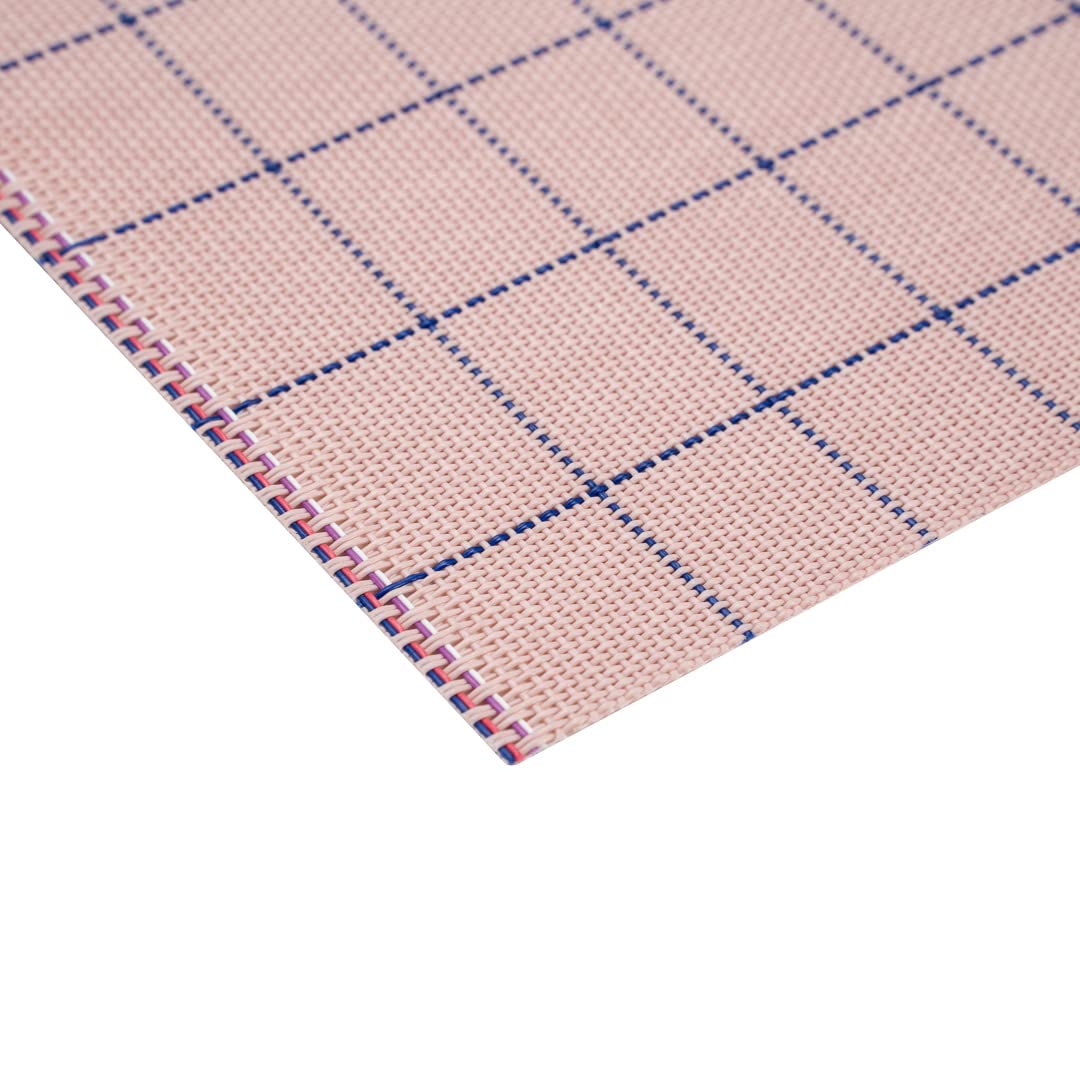 Premium 16x12 Inch Woven Vinyl Placemats Set of 6 - Stain-Resistant, Easy Clean Rectangle Table Mats for Dining Room, Kitchen & Restaurant Use - Pink Home Decor