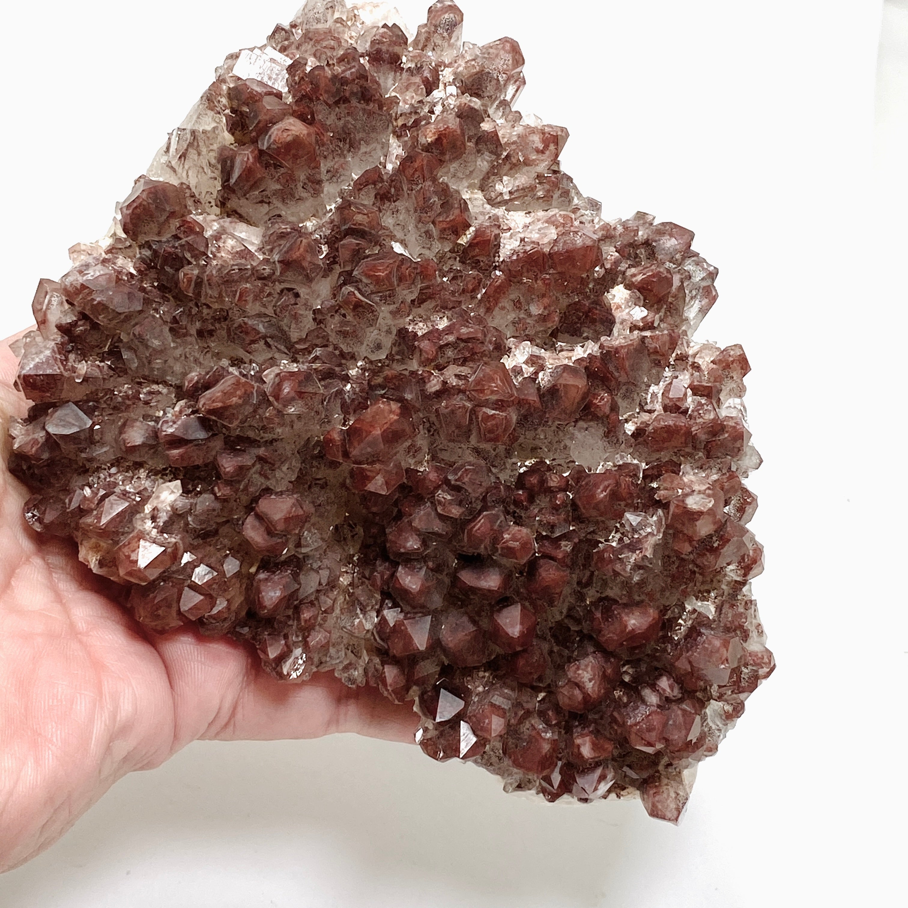 Natural Red Hematite Phantom Quartz Crystal Cluster from Zambia - CR3721 | Healing Stone for Meditation, Energy Work & Home Decor