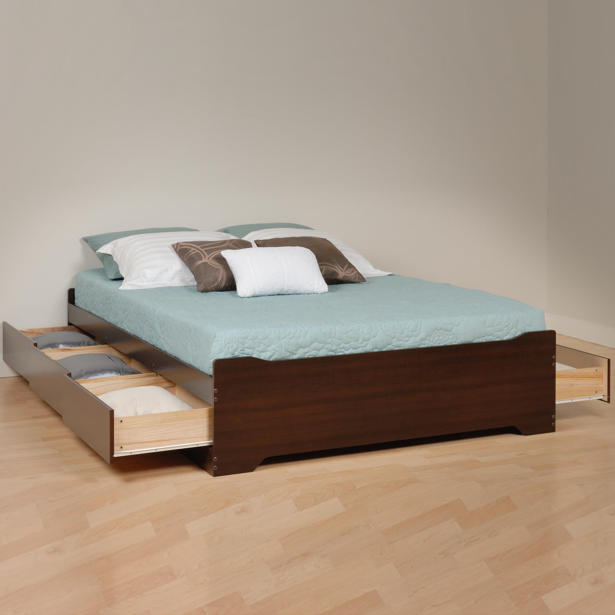 Prepac Mate's Queen 6-Drawer Minimalist Platform Storage Bed Frame - Contemporary Espresso Wood Bedroom Furniture with Underbed Drawers (81.5