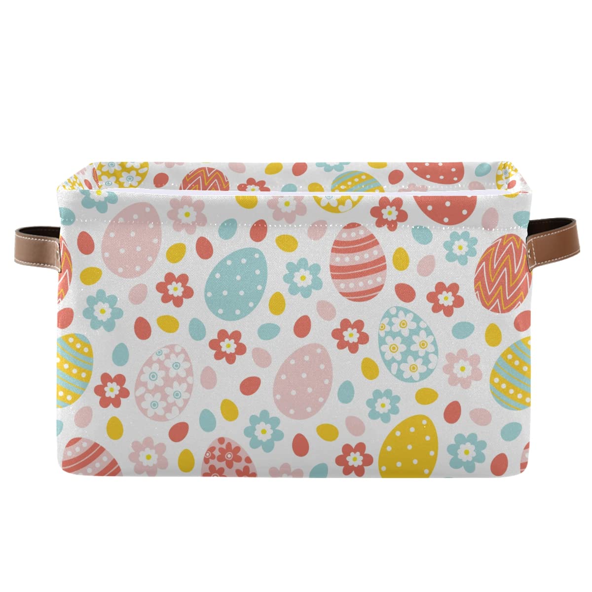 Easter Floral Print Collapsible Storage Basket - Waterproof Rectangle Bin for Nursery Toys, Books & Clothes | Foldable Organizer for Closet Shelves, Bedroom Decor & Holiday Storage | Perfect for Easter Decor, Kids Room Organization & Seasonal Home Storage