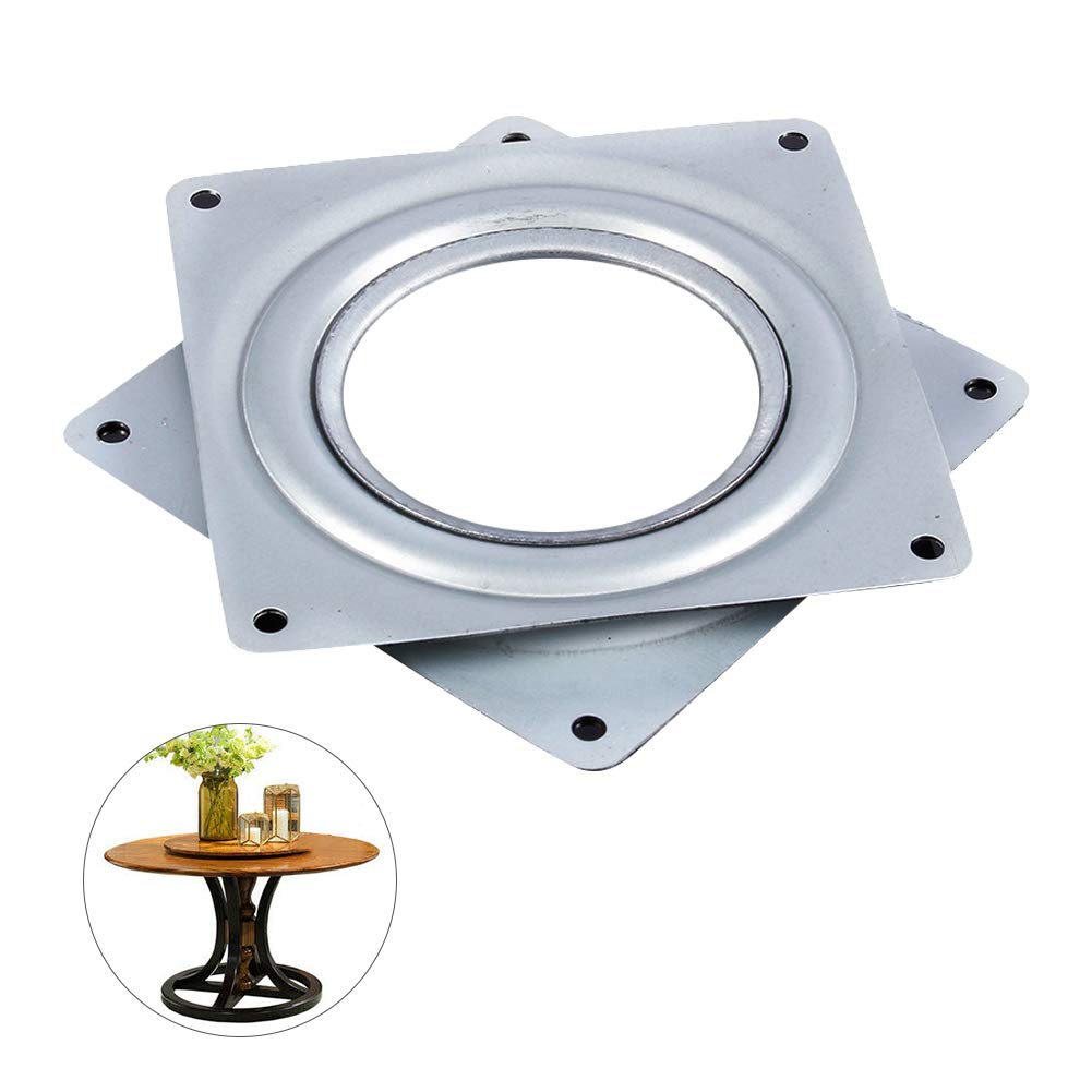 4 Inch Square Swivel Bearing Plate - Heavy Duty Galvanized Steel Lazy Susan Turntable for TV Stands, Computer Monitor Platforms, and Home Organization - Perfect for Smooth Rotation and Space Saving