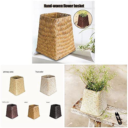 VALINK Handwoven Seagrass Storage Basket - Natural Wicker Organizer for Home Decor, Flower Vase Holder, Rattan Craft Storage Bin | Perfect for Living Room, Bathroom & Farmhouse Style Decor