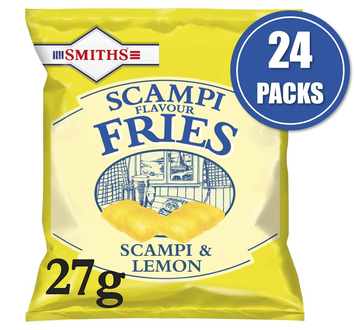Smith's Scampi & Lemon Flavored Fries - Pub Style Savory Snacks, 27g (24 Pack) | Perfect for Parties, Game Nights & Office Snacking