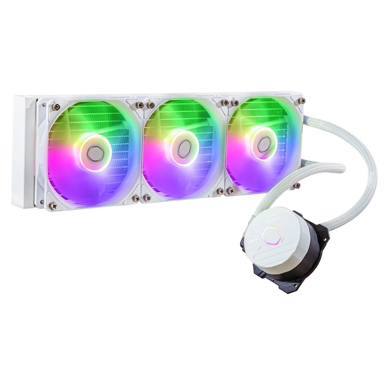 Cooler Master MasterLiquid 360L Core ARGB (2023) White CPU Liquid Cooler - Dual Chamber Pump, 360mm Radiator, 3x 120mm ARGB Fans, Compatible with Intel LGA 1700 & AMD AM5 - Perfect for Gaming PC Builds & High-Performance Cooling