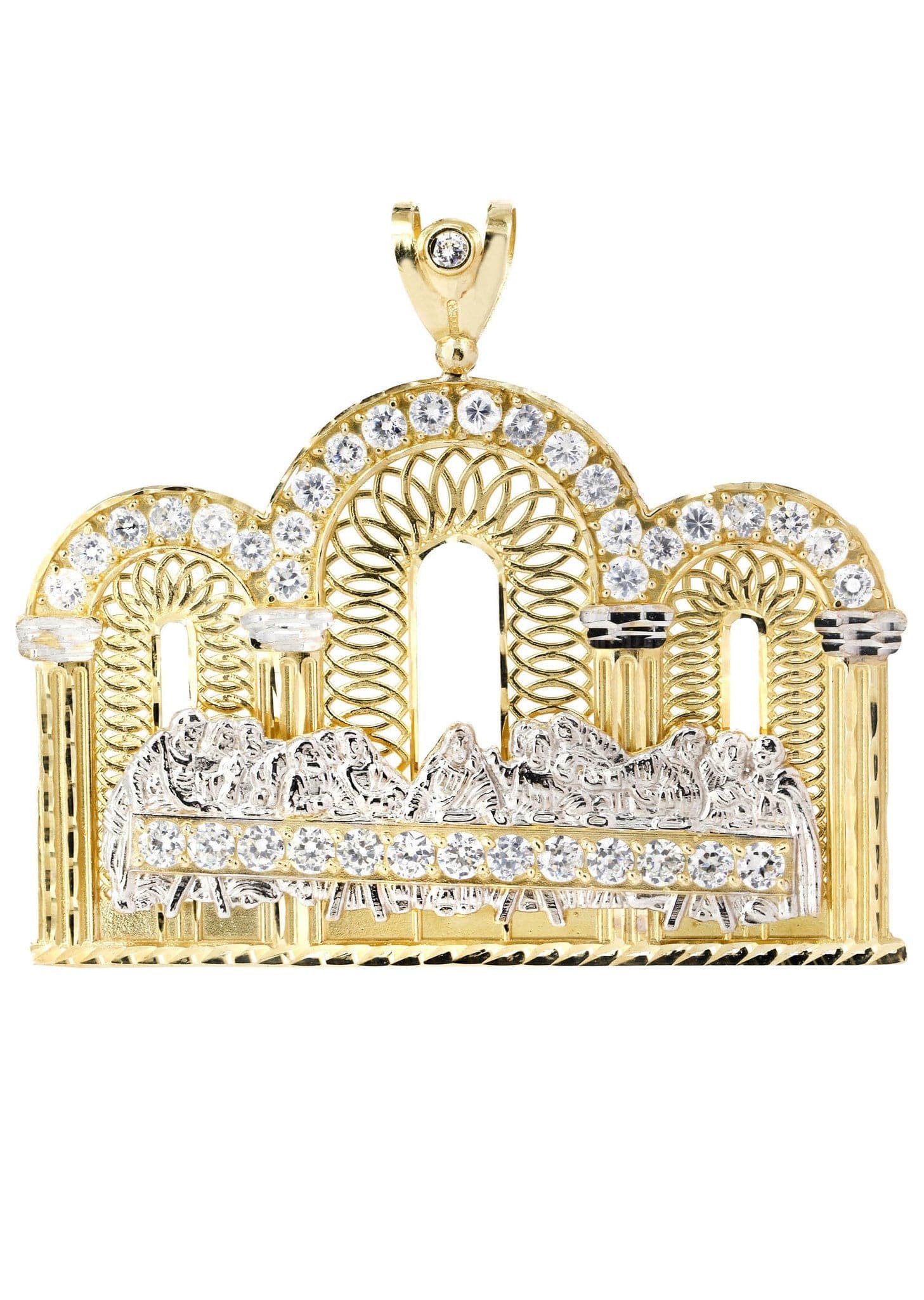 10K Gold Last Supper Pendant Necklace - 53.9 Grams Religious Jewelry for Men & Women - Perfect Gift for Baptism, Confirmation & Christian Holidays