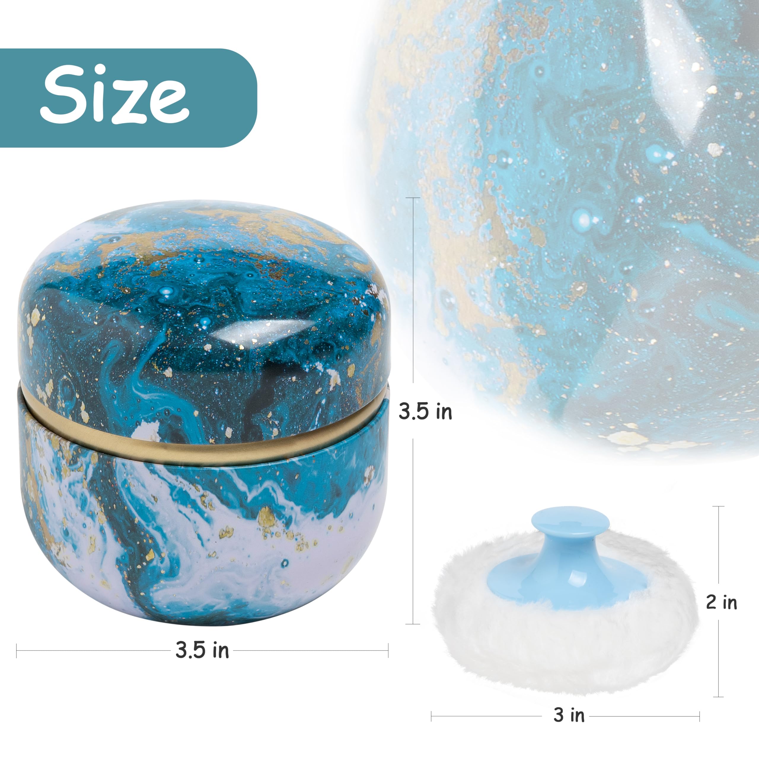 Premium Powder Puff & Loose Powder Container Set for Baby & Women - Travel-Friendly Body Dusting Powder Case with Soft Puff - Perfect for Makeup Touch-Ups & On-the-Go Use (Vast Universe Design)