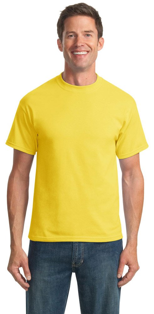 Port & Company Men's 50/50 Cotton Polyester Blend T-Shirt - 2XLT Size, Yellow - Comfortable Workwear & Casual Tee for Everyday Wear