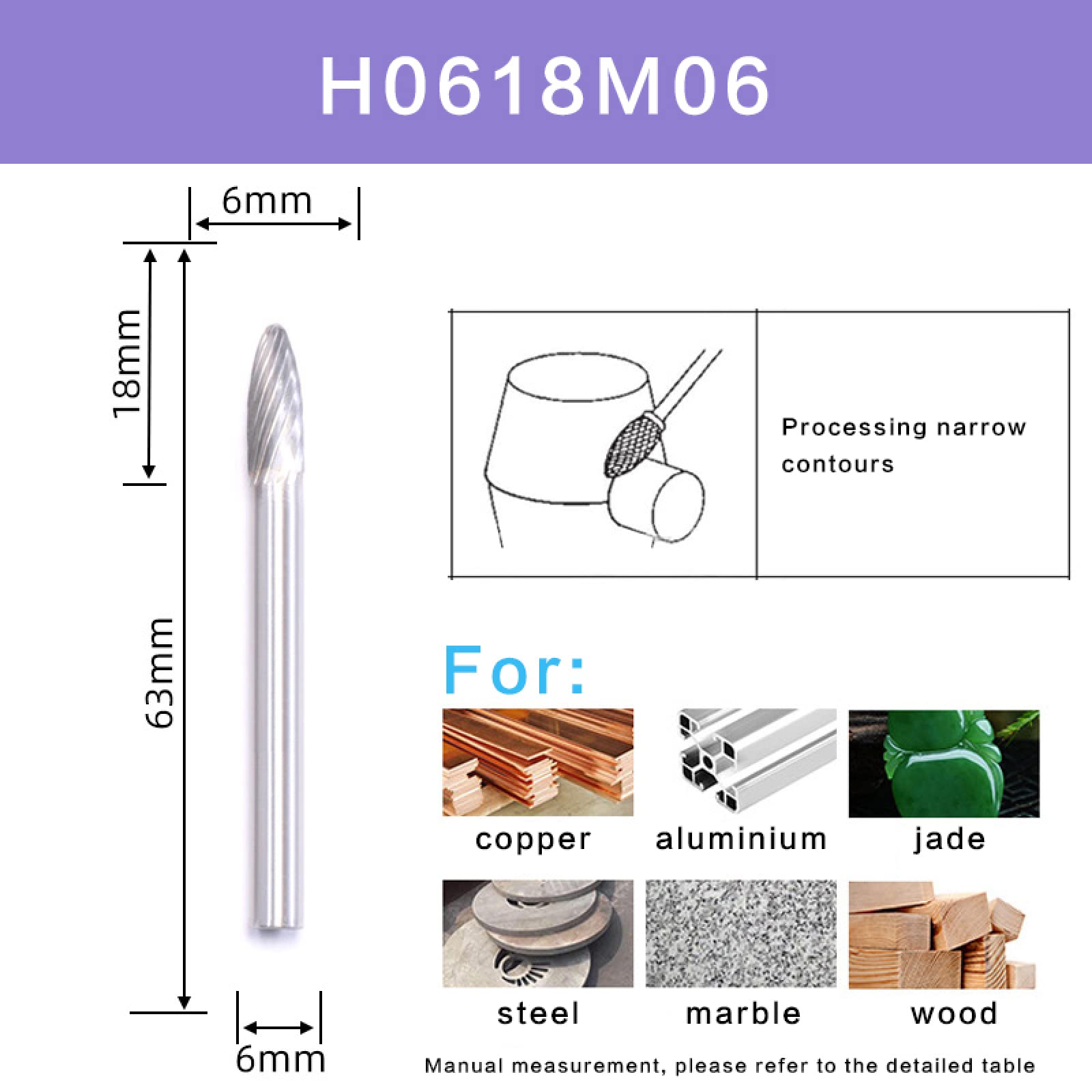 Tungsten Carbide Alloy Single Cut H-Head Die Grinder - Abrasive Tool for Drilling & Milling - Perfect for Metalworking, Wood Carving & DIY Projects