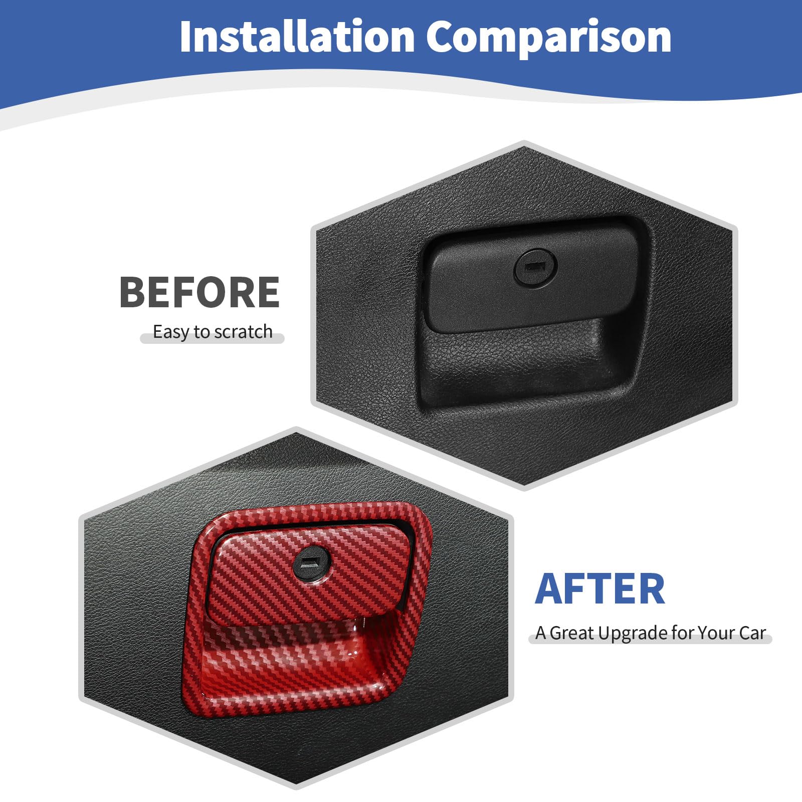 Jeep JL Glove Box Latch Handle Cover - Red Carbon Fiber Trim for Wrangler JL/JLU & Gladiator JT (2018-2024) | Interior Accessories Upgrade for Off-Road & Daily Driving