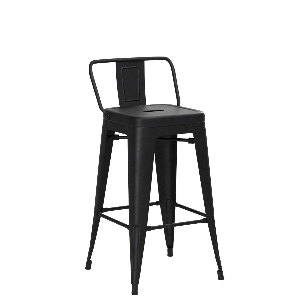 **Yongqiang 26 Inch Metal Bar Stools Set of 4 - Indoor/Outdoor Kitchen & Dining Counter Stools with Back Support - Matte Black - Perfect for Home, Bar, Cafe & Patio Use**